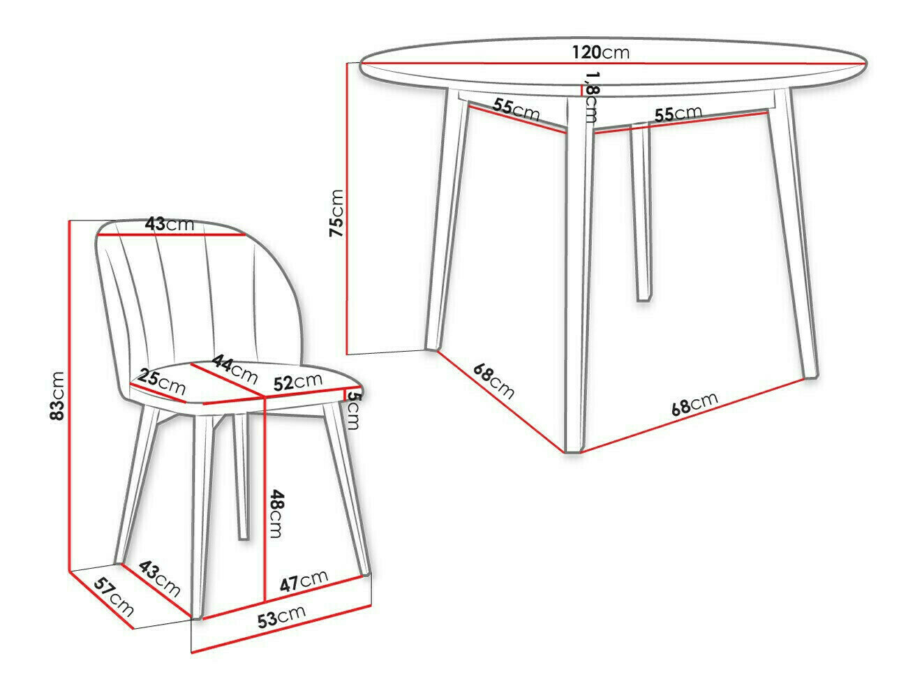 Spisestuesæt Racine 136 (Brun)