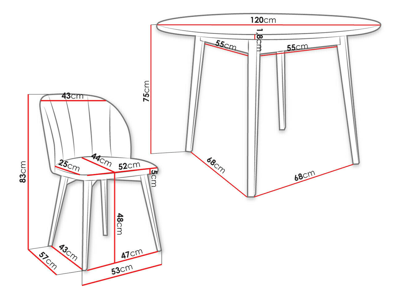 Spisestuesæt Racine 136 (Brun)