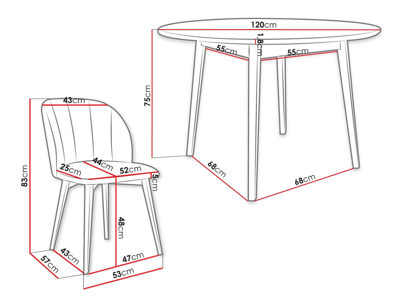 Spisestuesæt Racine 136 (Sort)