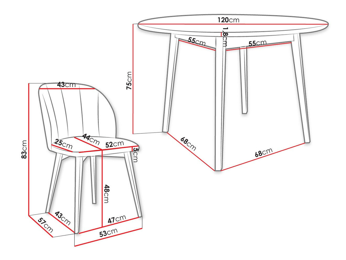 Spisestuesæt Racine 136 (Sort)