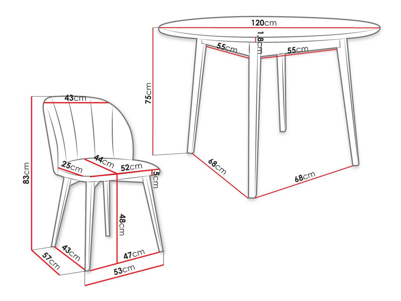Spisestuesæt Racine 136 (Brun)