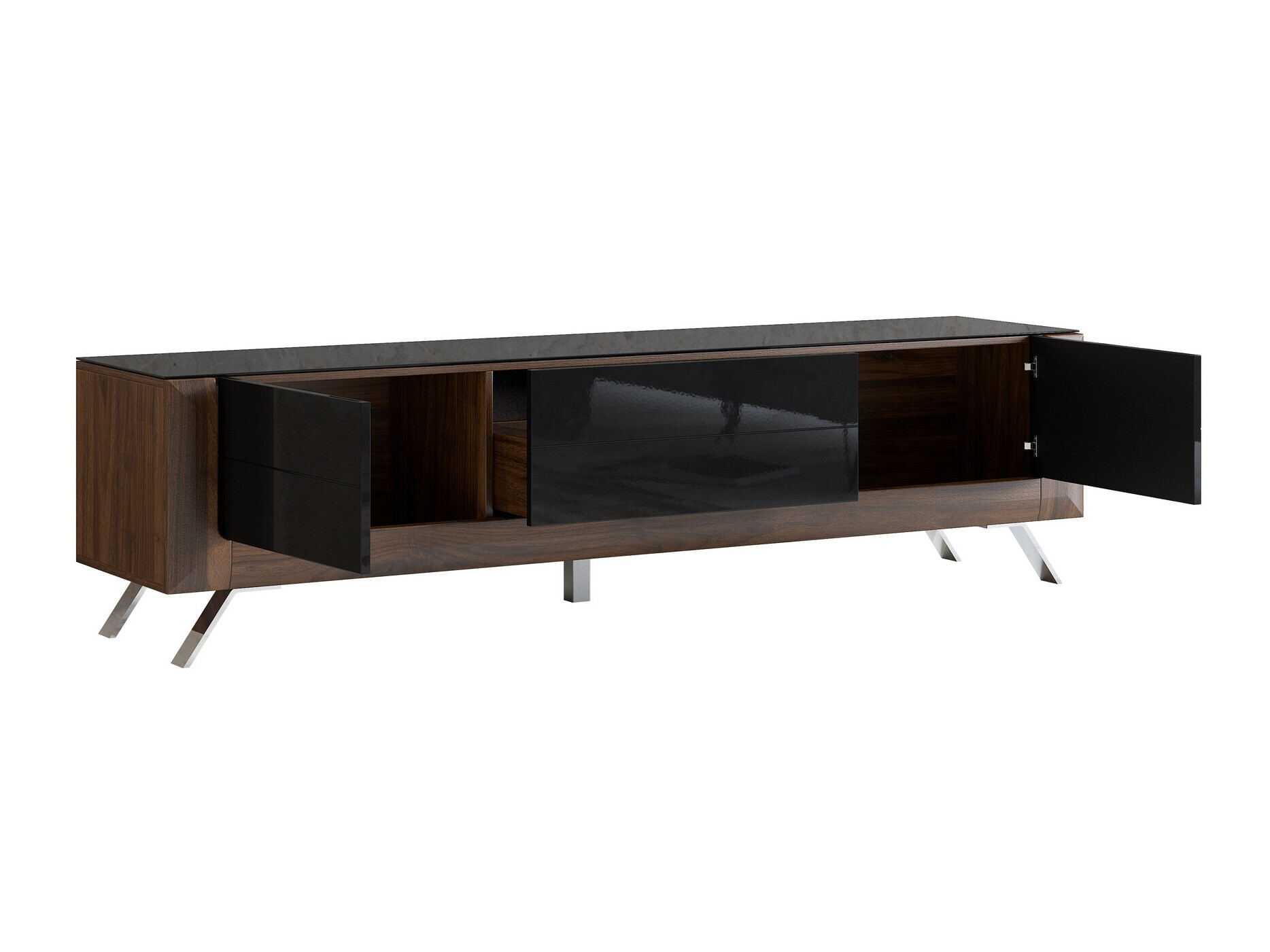 TV-bord Sovera 104 (Nød + Blank sort)