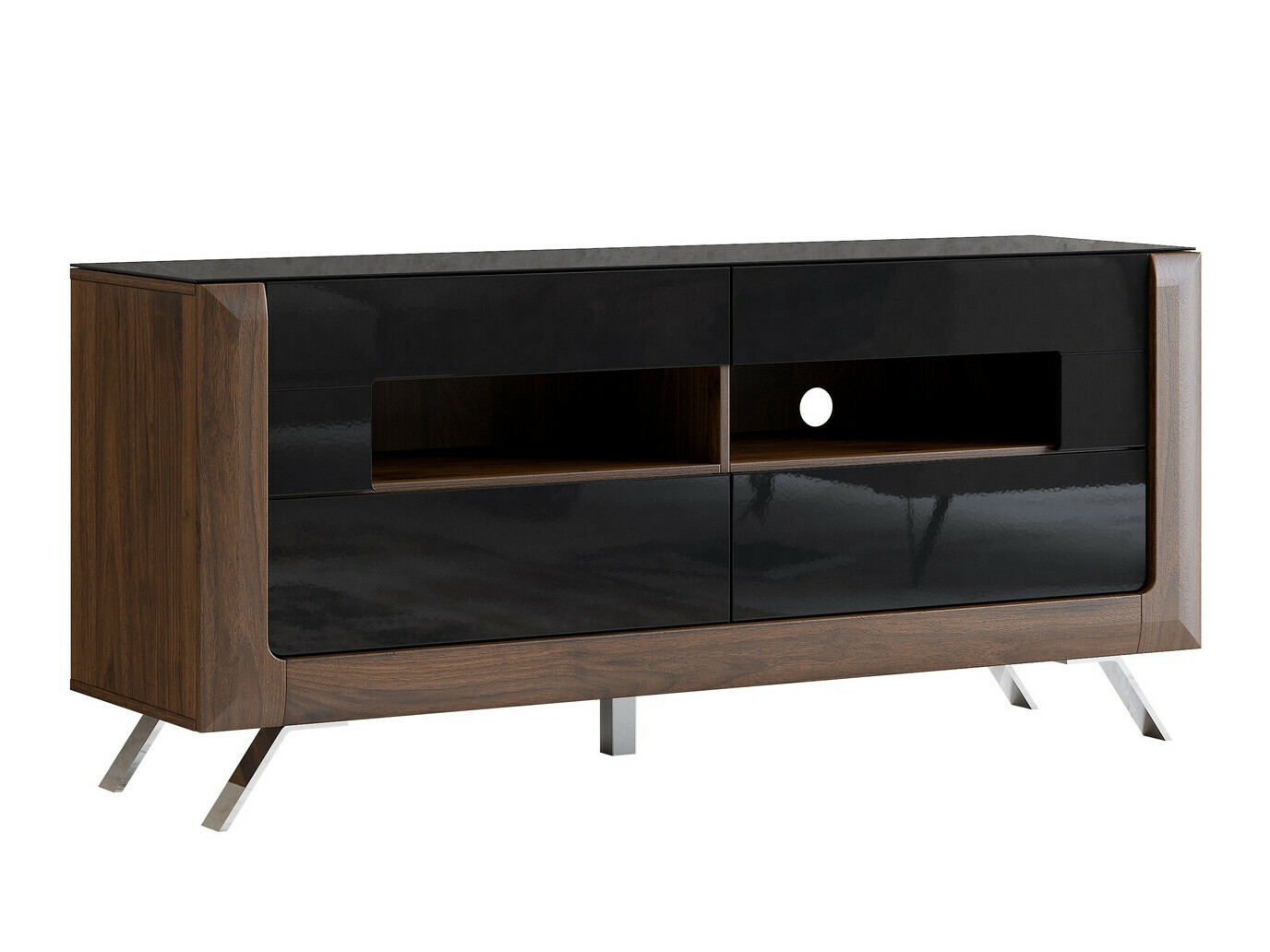 TV-bord Sovera 105 (Nød + Blank sort)