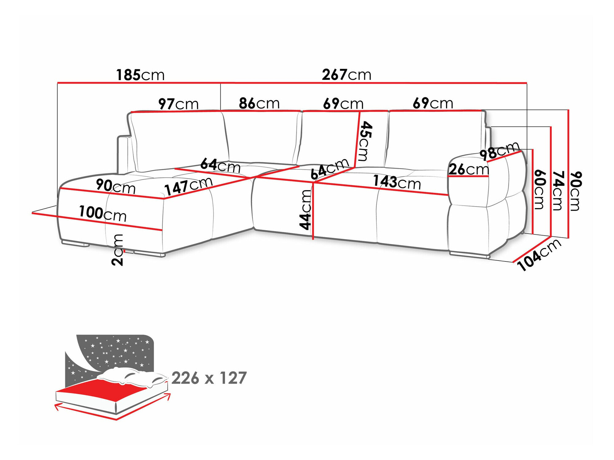 Hjørnesofa Lincoln 198 (Artico Beige)