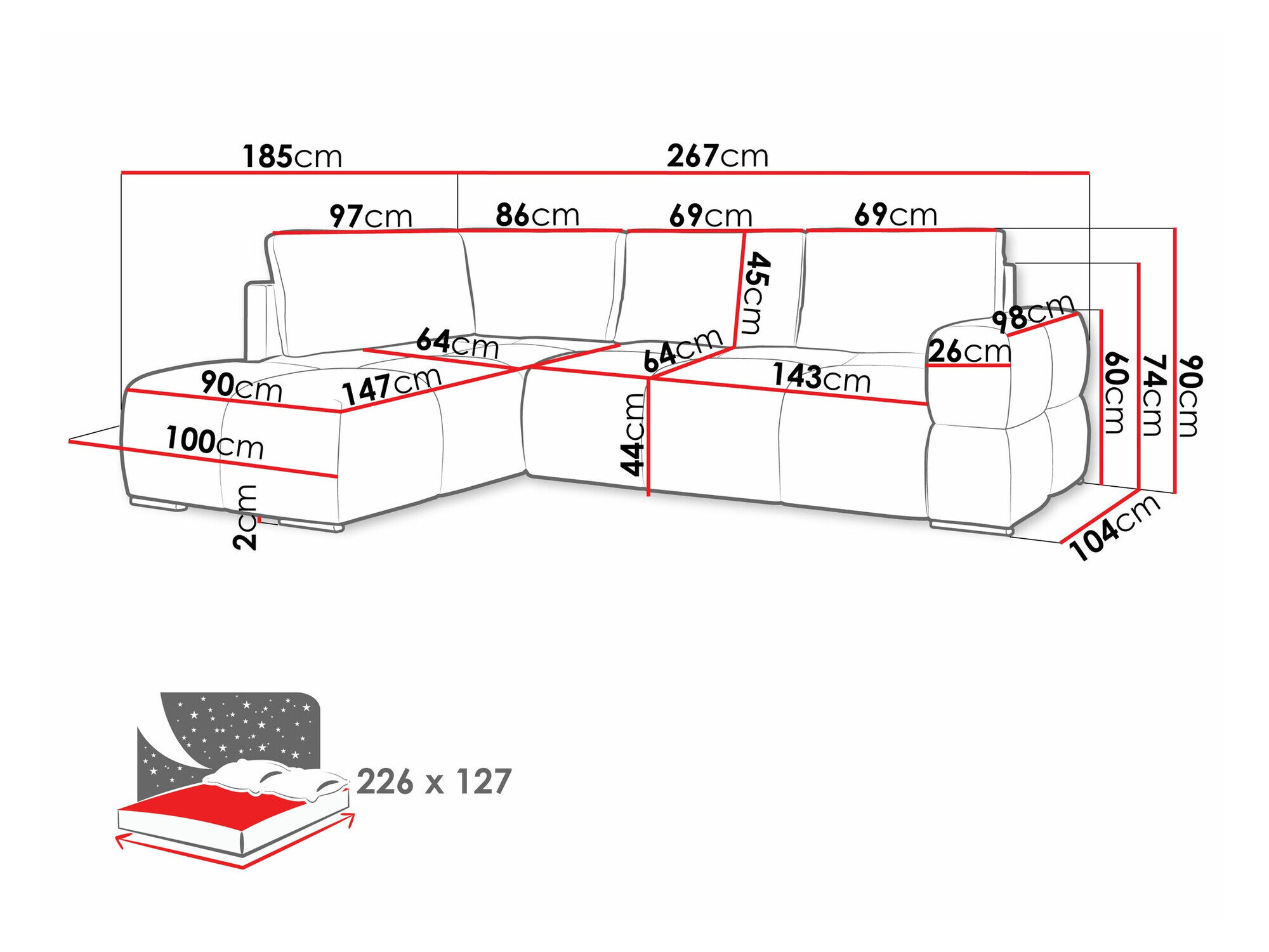 Hjørnesofa Lincoln 198 (Artico Pærel)