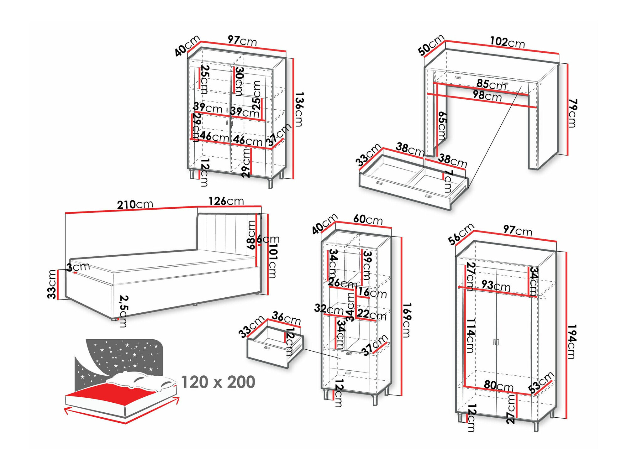 Soveværelsessæt Mormavu 116 (Kashmir)
