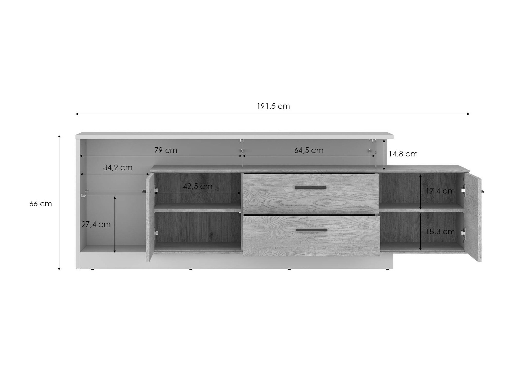 TV-bord Avicoro 106 (Kashmir + Sonoma eg)