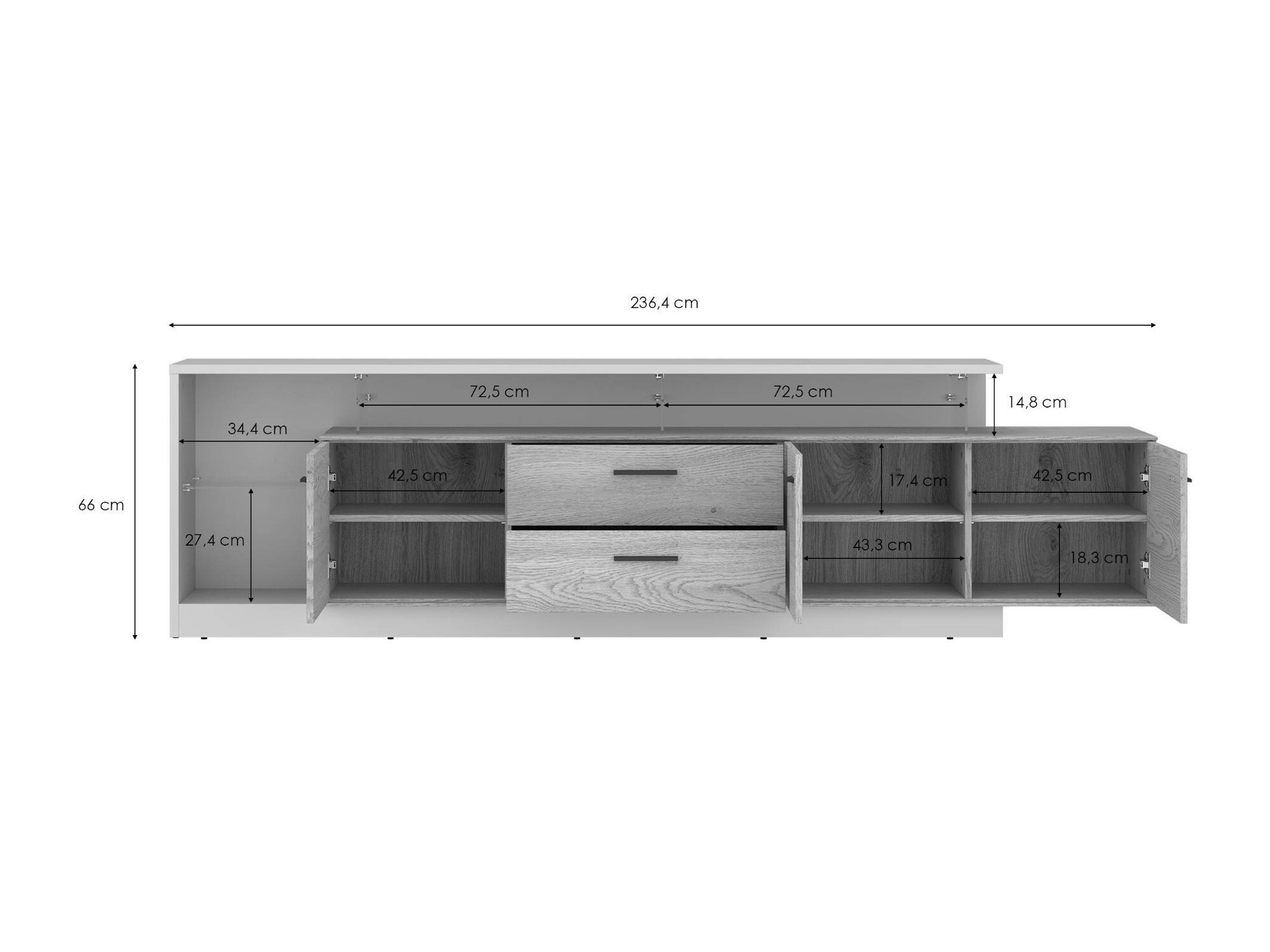 TV-bord Avicoro 107 (Kashmir + Sonoma eg)