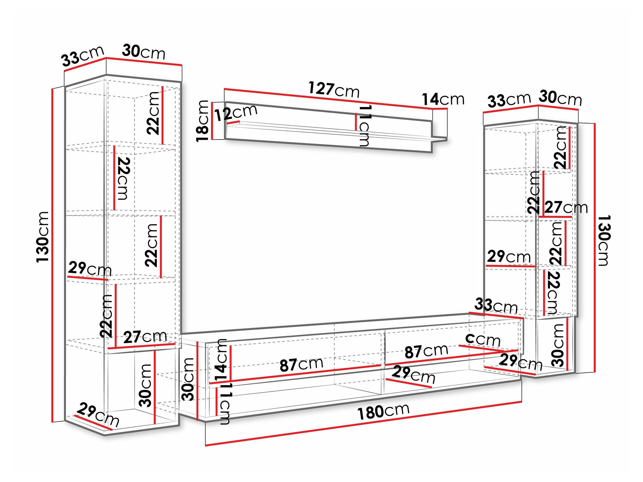 Stuemøbelsæt Sarasota 176 (Wotan eg + Blank sort)