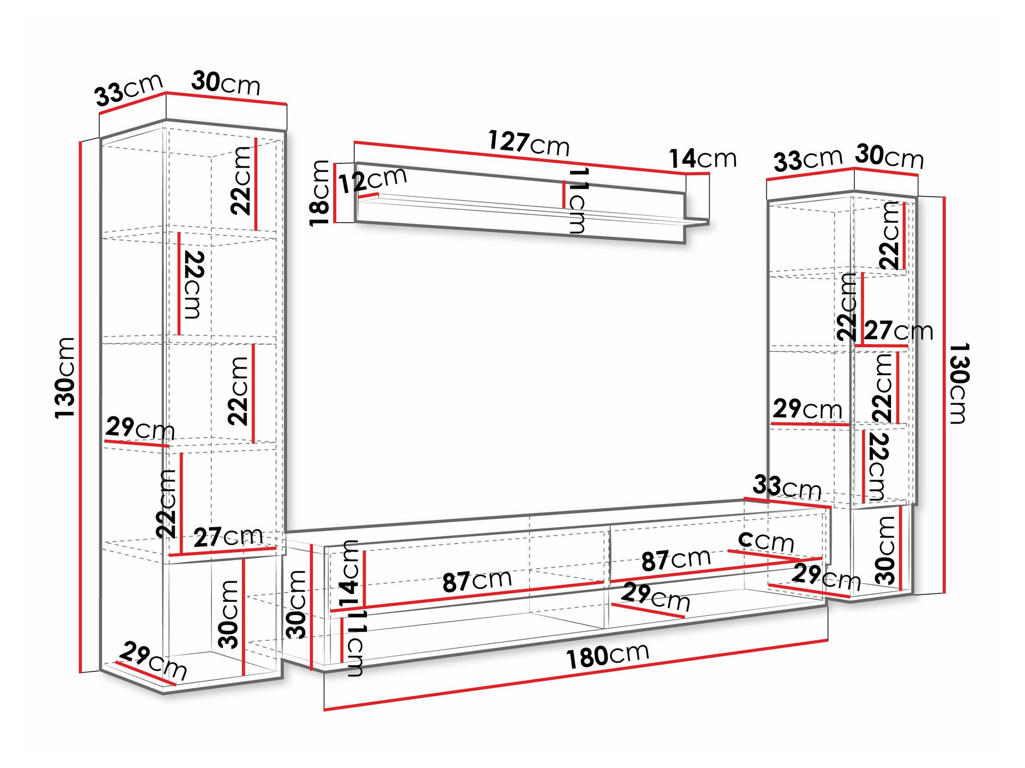Stuemøbelsæt Sarasota 176 (Wotan eg + Blank sort)