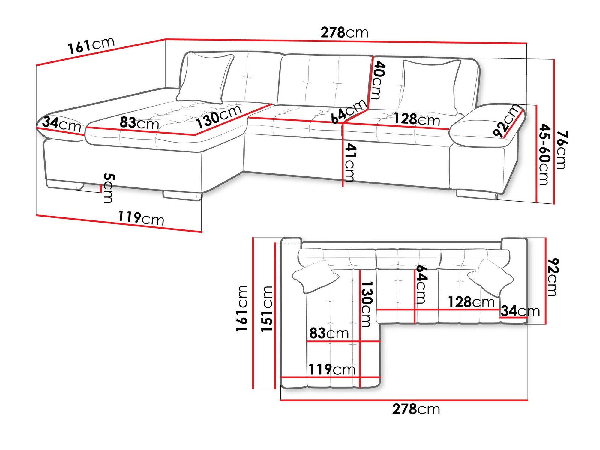 Hjørnesofa Comfivo 219 (Otusso 23 + Sorriso 04 + Otusso 01)