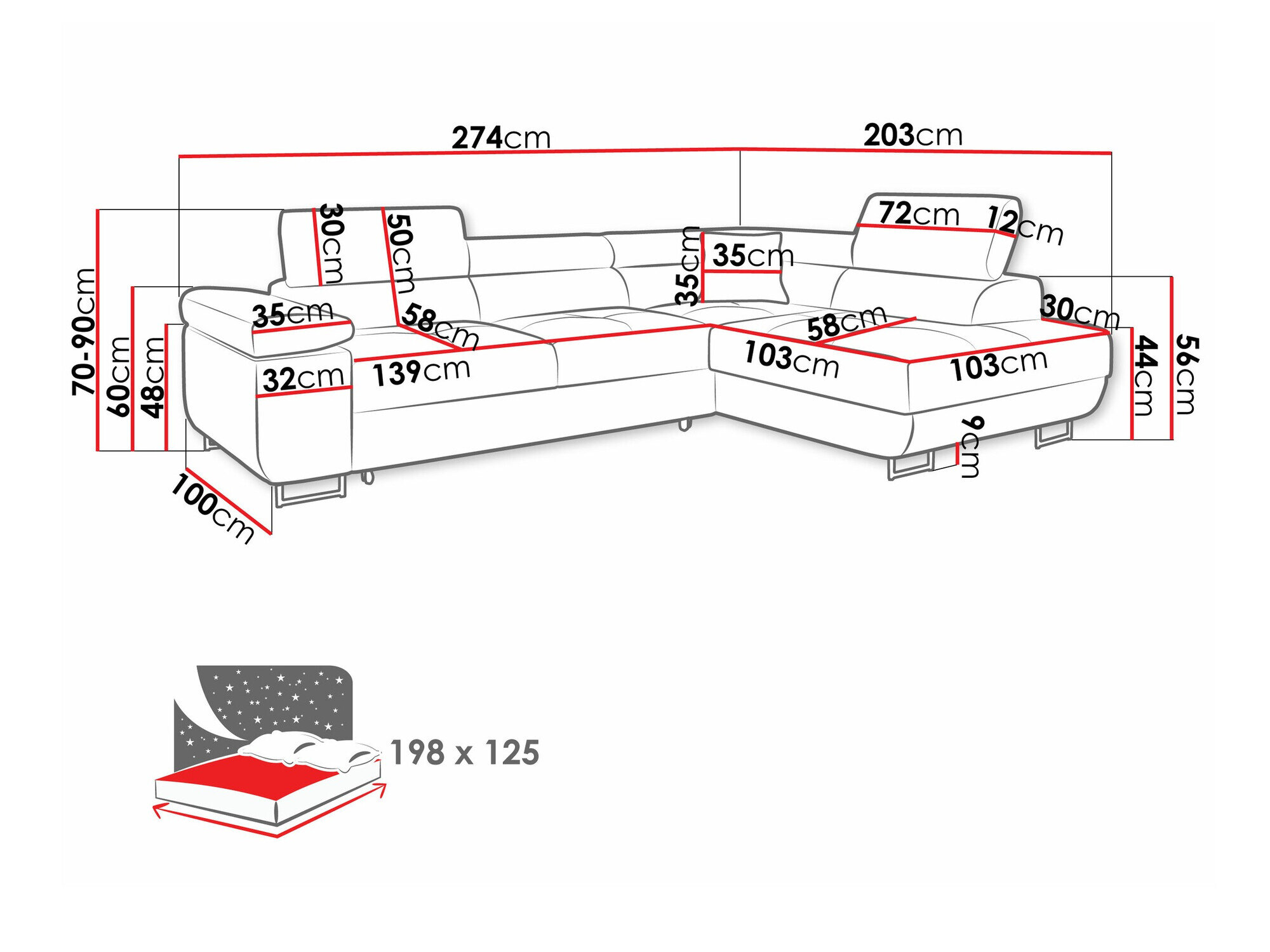 Hjørnesofa Comfivo Eliferu 100 (Manila 35)