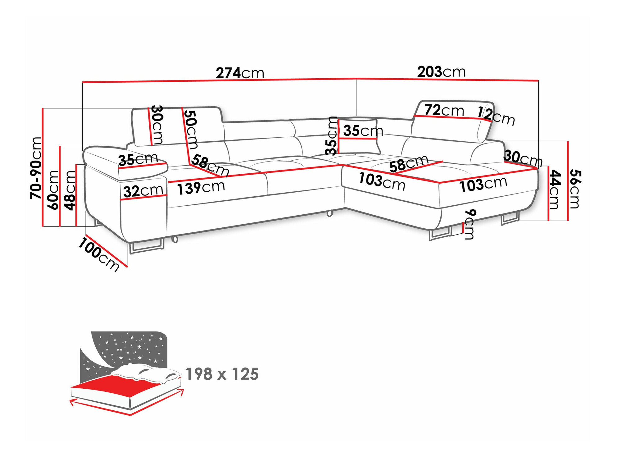 Hjørnesofa Comfivo Eliferu 100 (Poso 135)