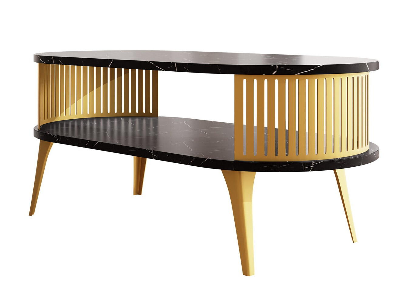 Sofabord Vitum IV (Gylden + Sort marmor)
