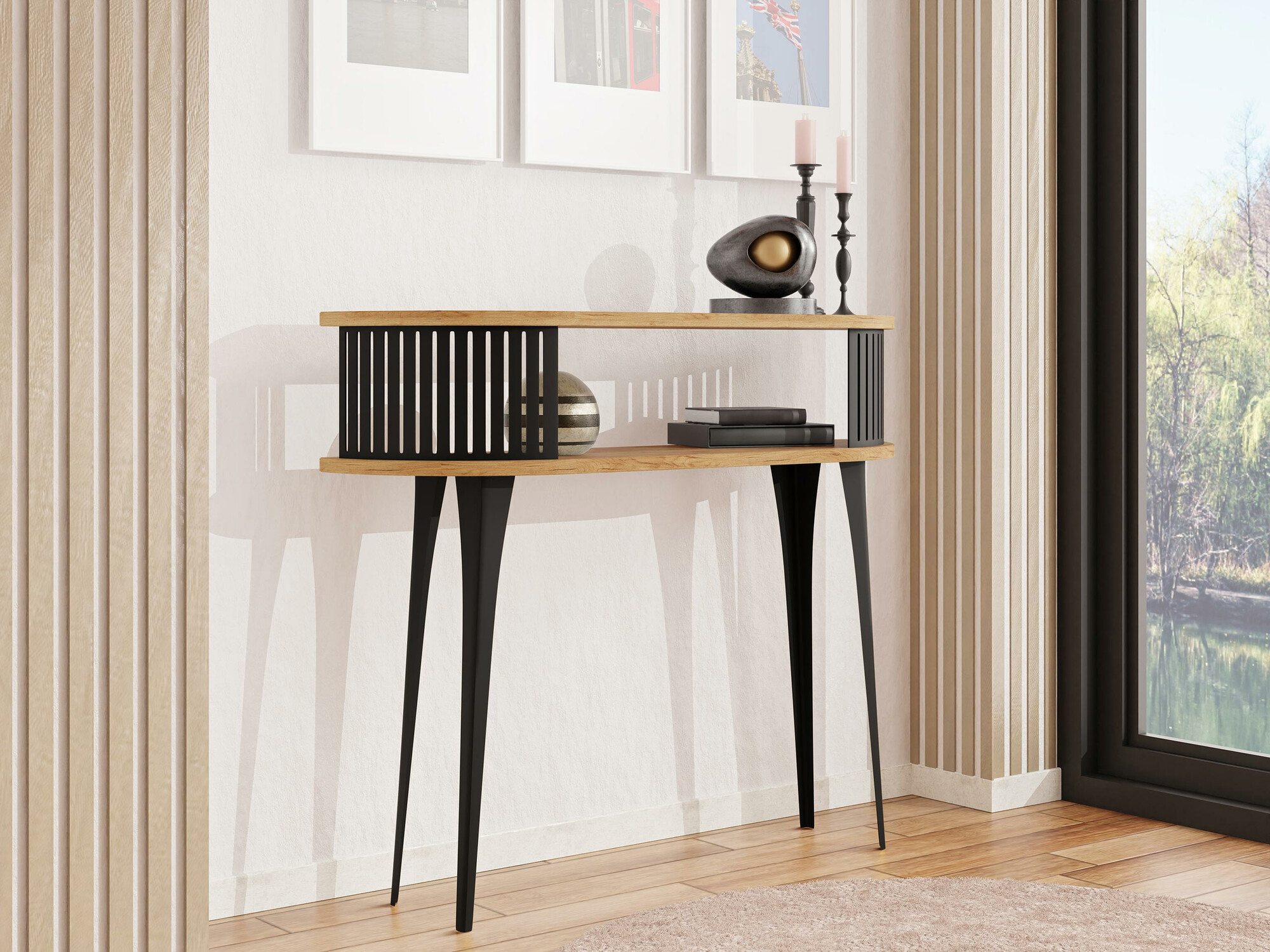 Konsolbord Vitum (Sort + Craft gylden eg)