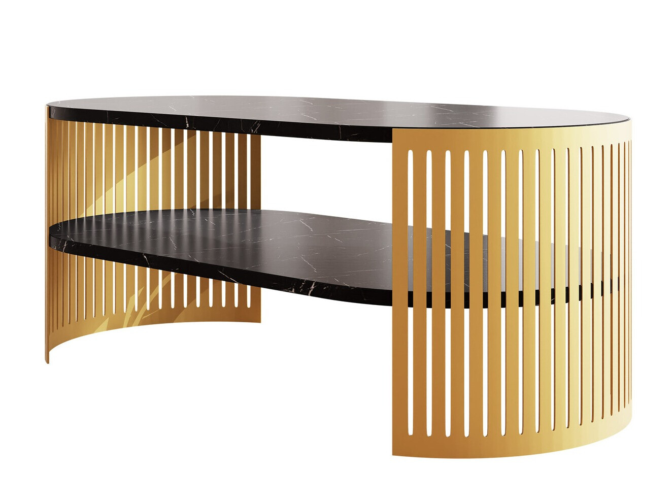 Sofabord Civer IV (Gylden + Sort marmor)