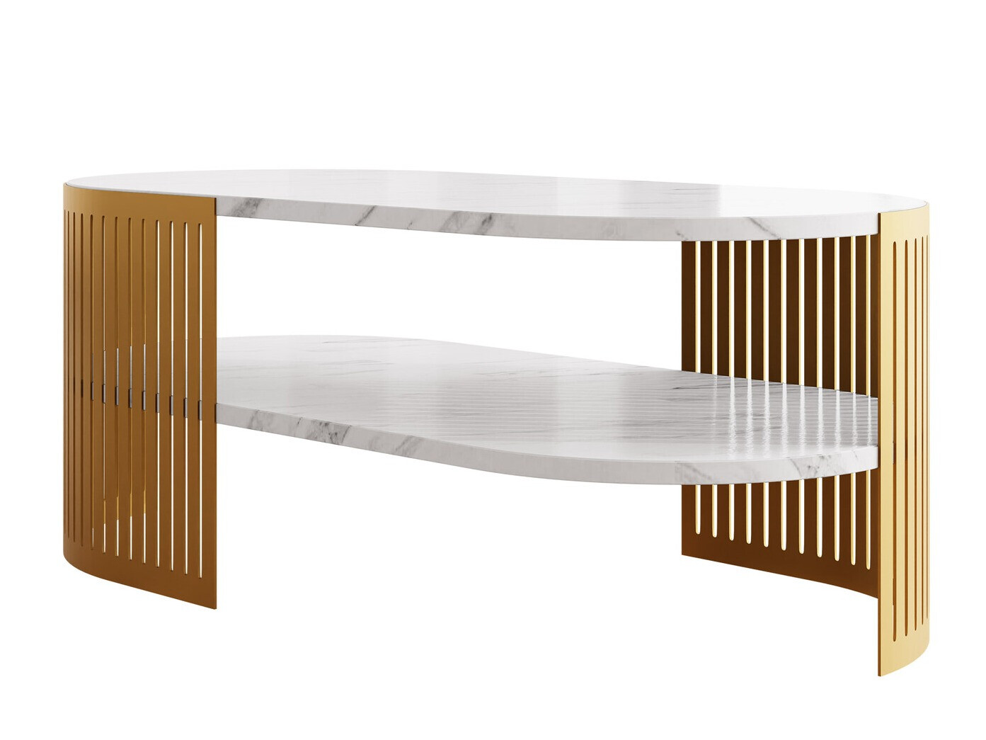 Sofabord Civer VII (Gylden + Hvid marmor)
