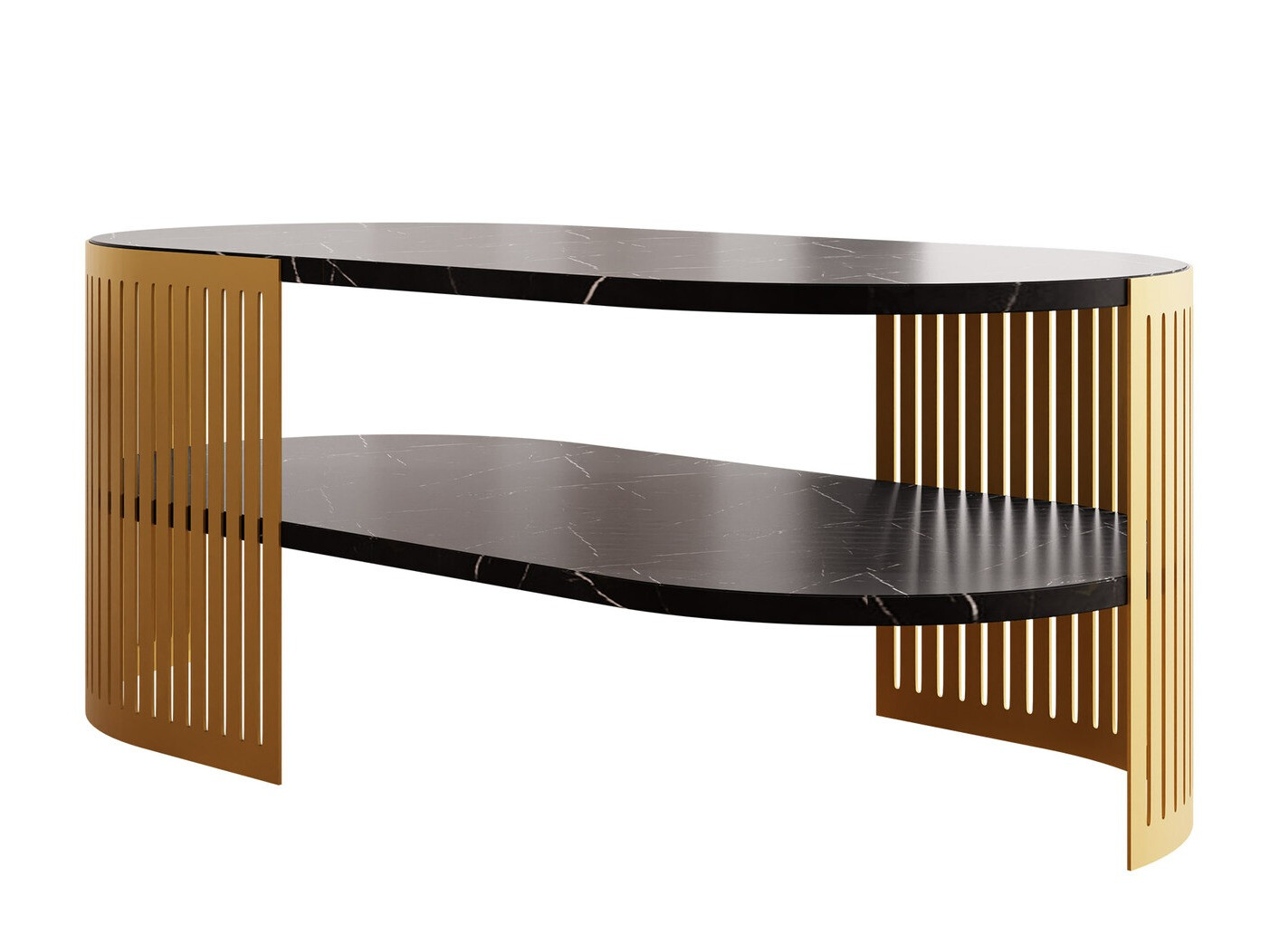 Sofabord Civer VII (Gylden + Sort marmor)