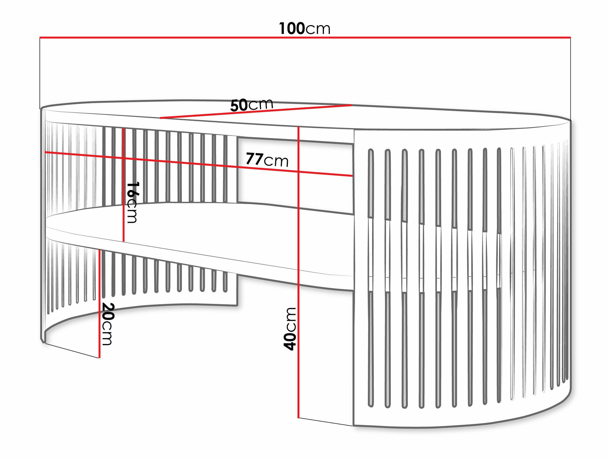 Sofabord Sordore 115 (Sort + Hvid)