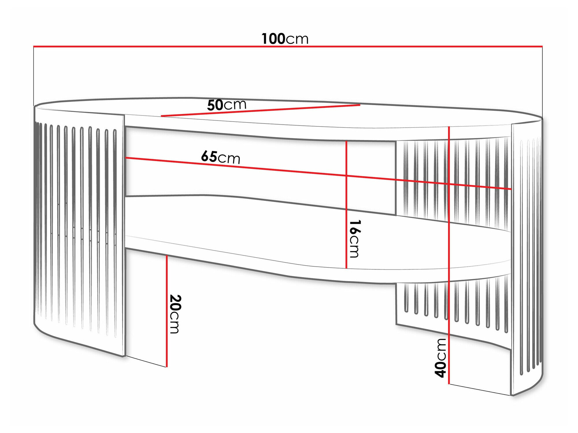 Sofabord Sordore 118 (Sort + Hvid)
