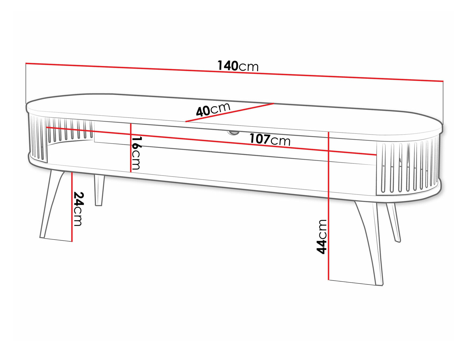 TV-bord Sordore 110 (Lyserød + Hvid)