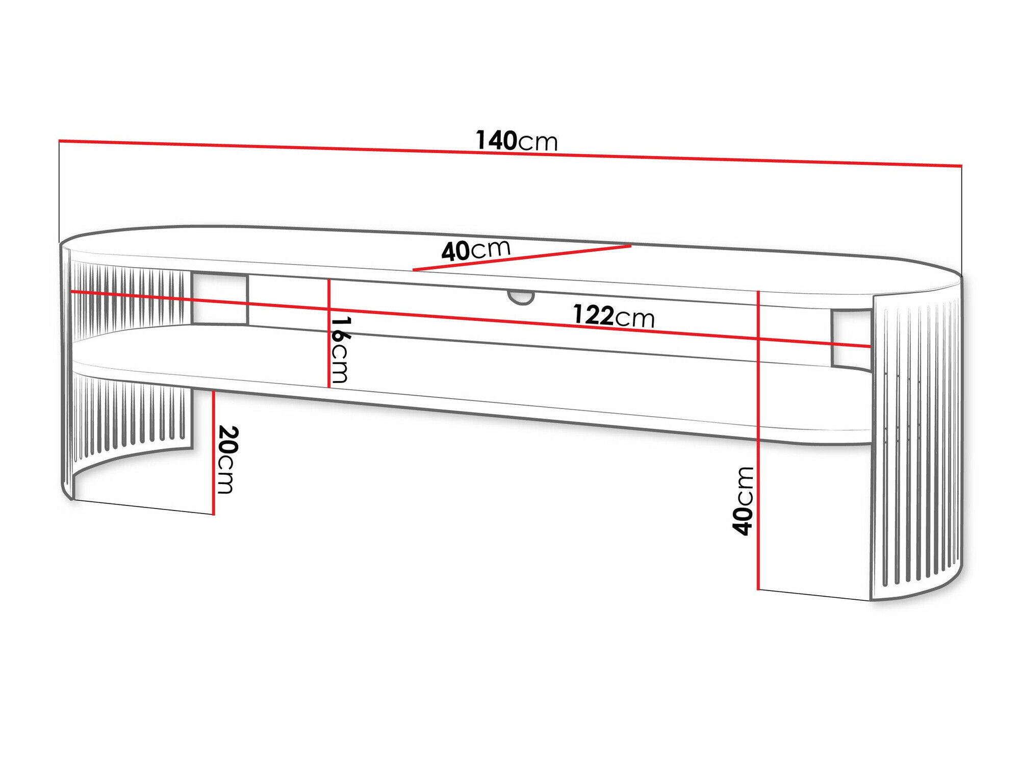 TV-bord Sordore 121 (Sort + Hvid)