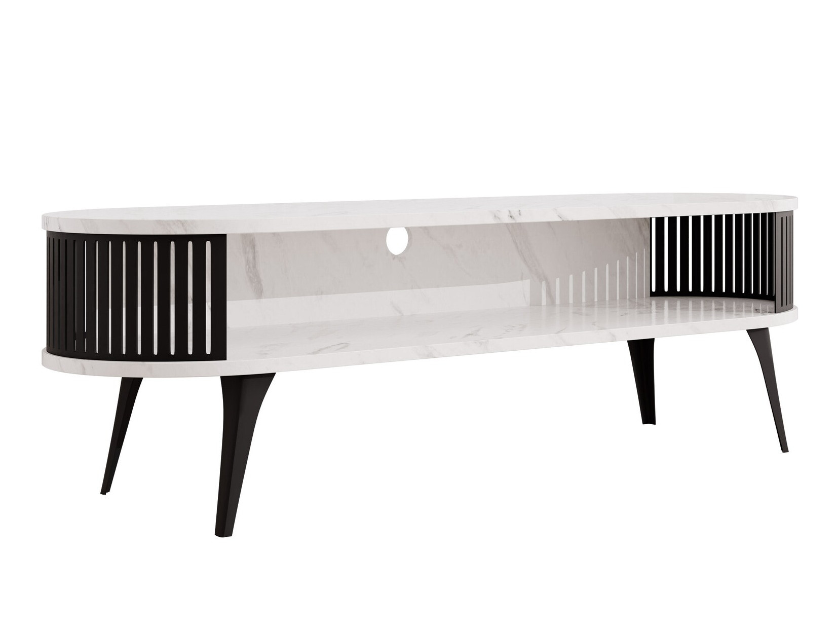 TV-bord Vitum (Sort + Hvid marmor)