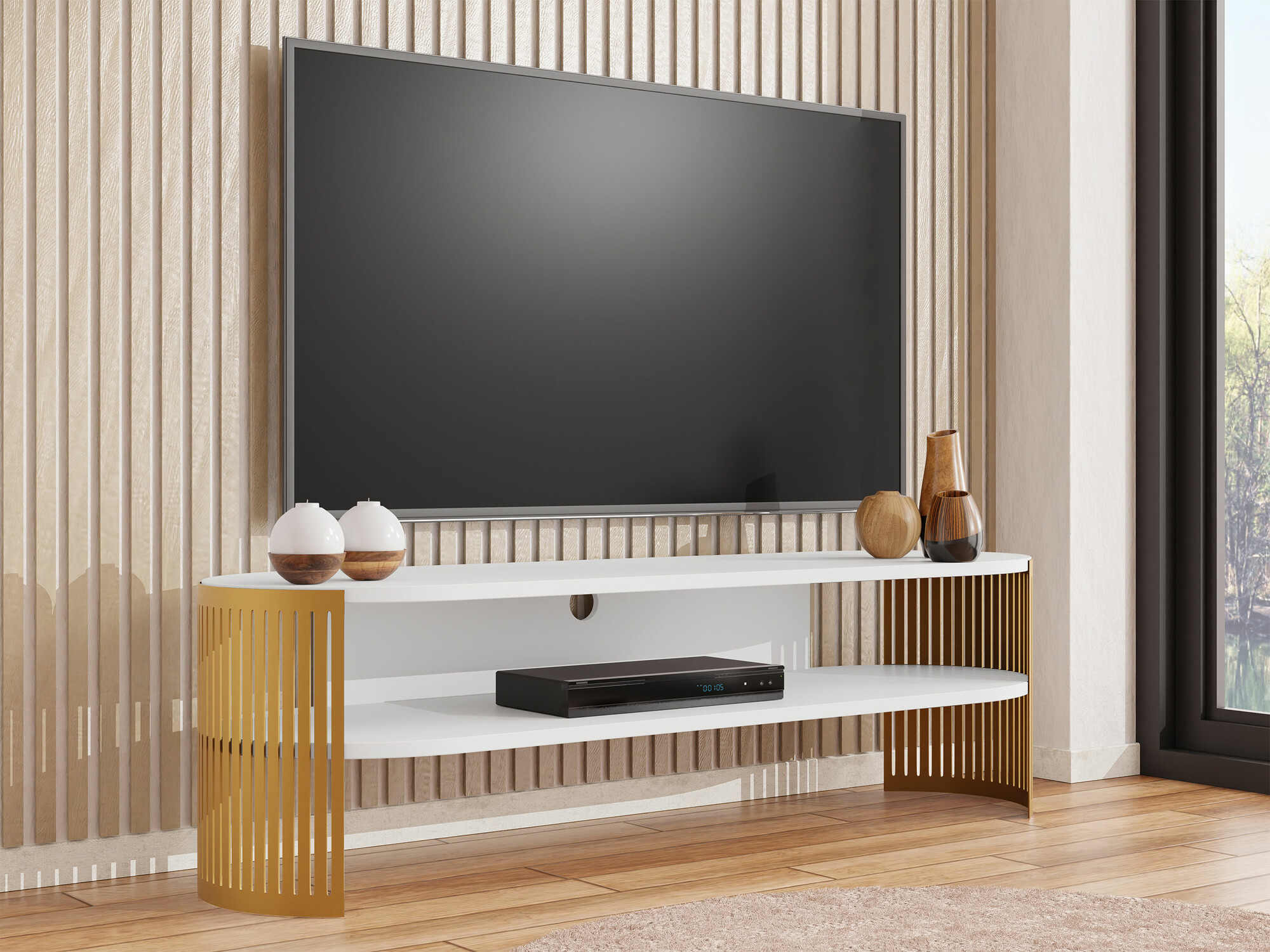 TV-bord Civer I (Gylden + Hvid)