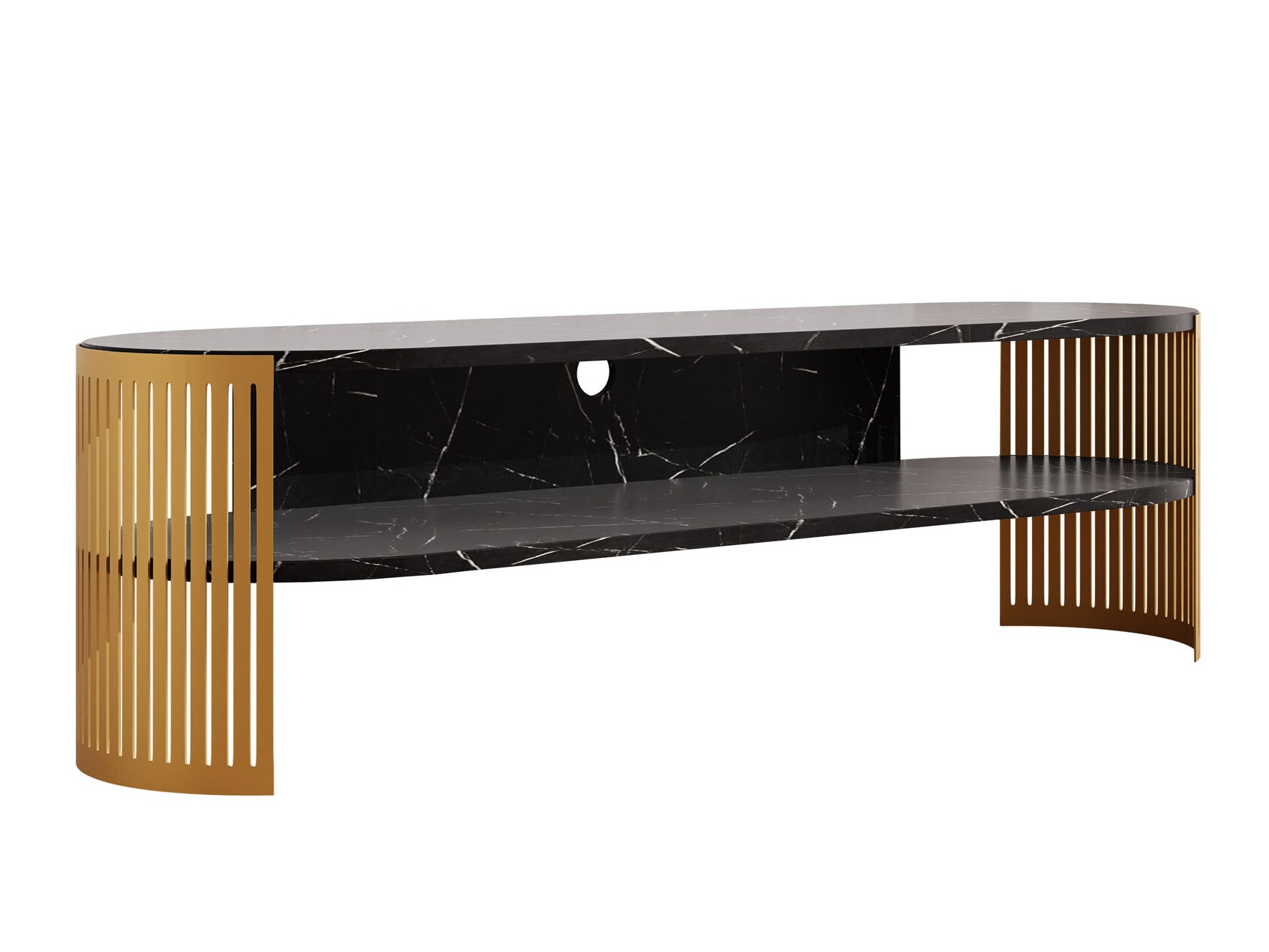 TV-bord Civer I (Gylden + Sort marmor)