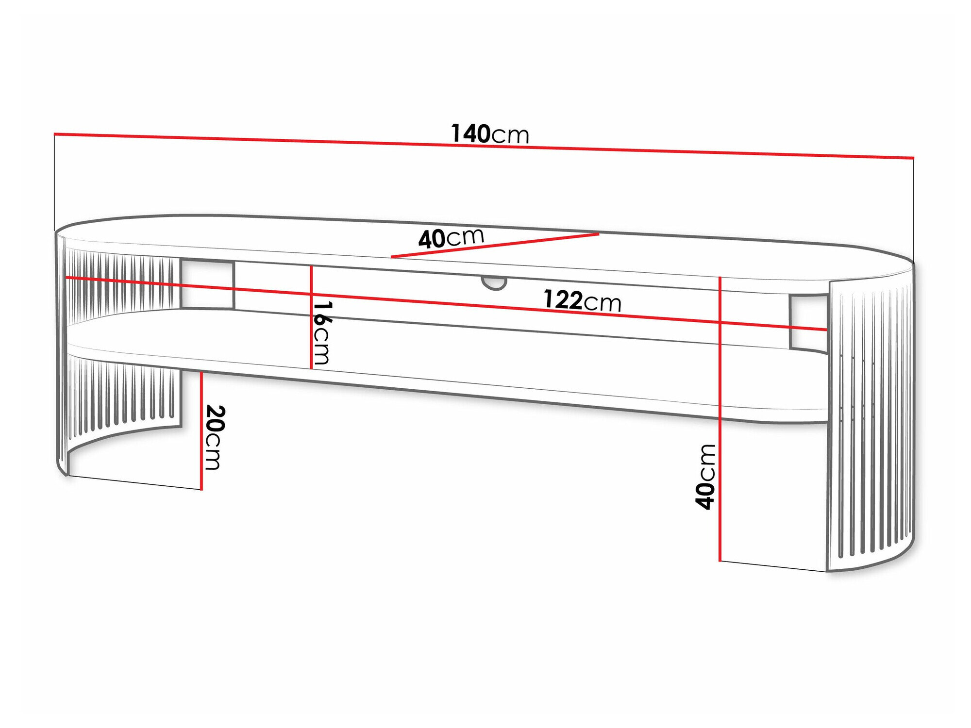 TV-bord Sordore 122 (Gylden + Hvid)