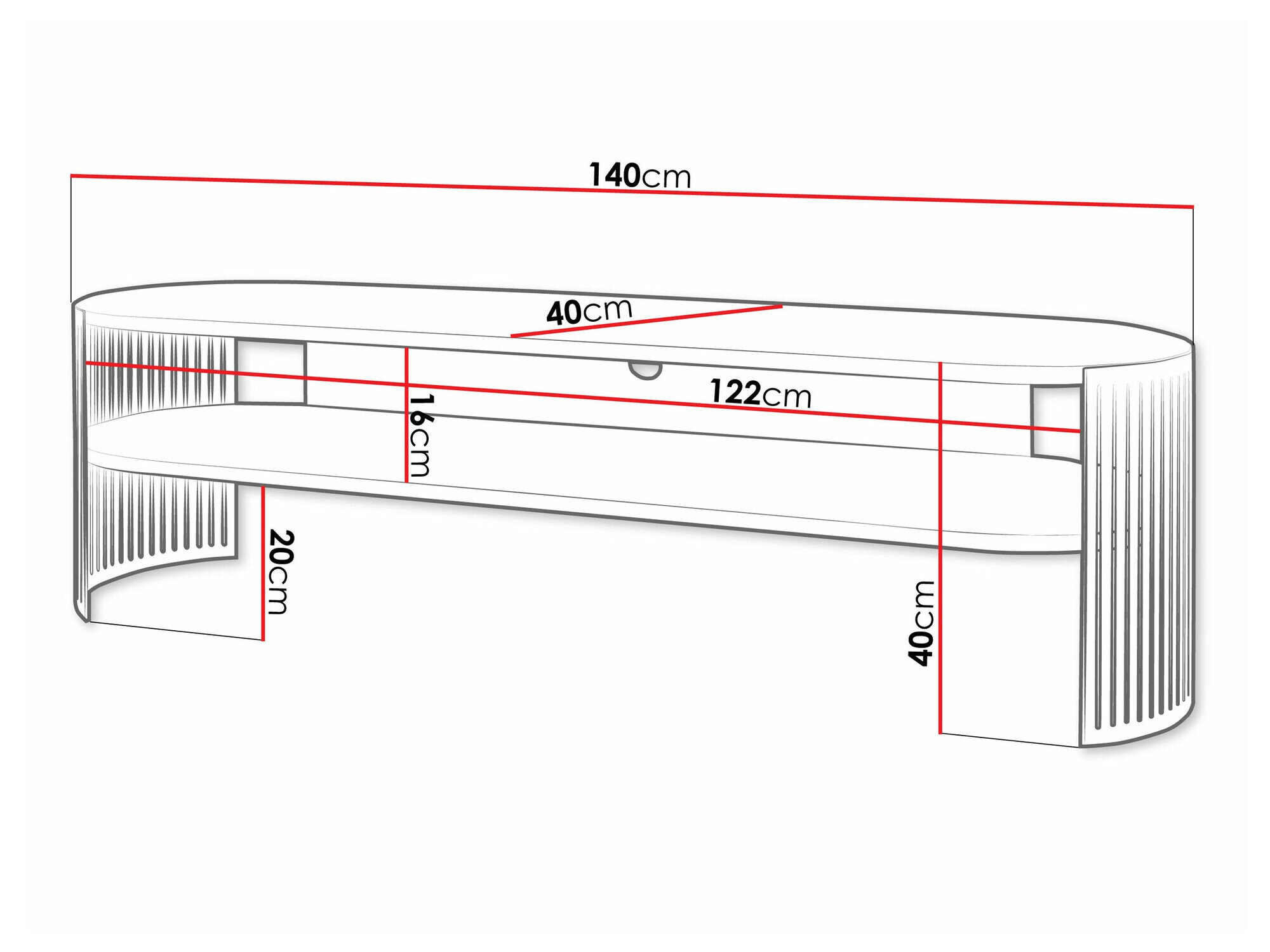 TV-bord Sordore 122 (Gylden + Sort)