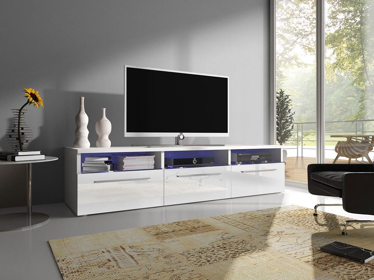 TV-bord Uva I (Hvid + Glansfuld hvid)