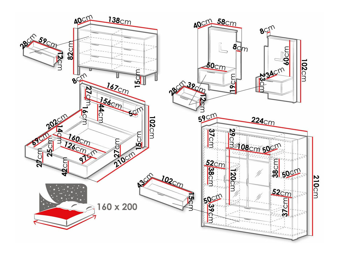 Soveværelsessæt Flodale 106