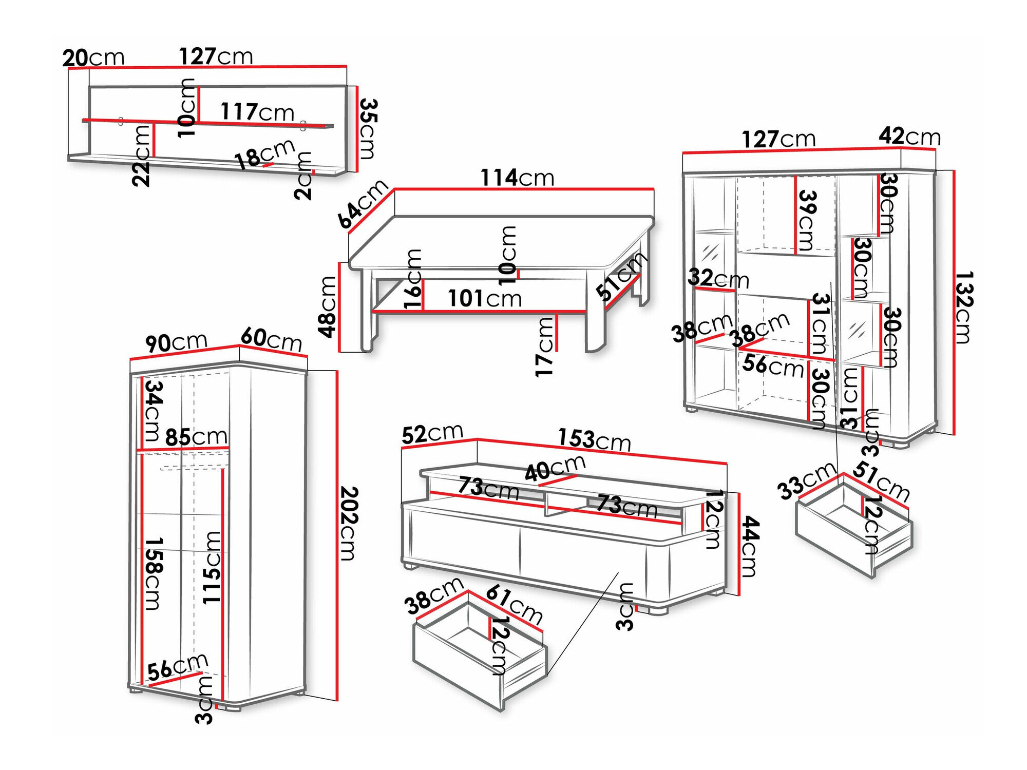 Stuemøbelsæt Melsali 107