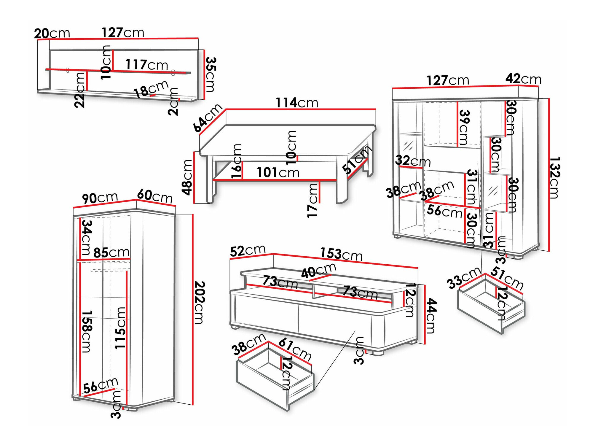 Stuemøbelsæt Melsali 107