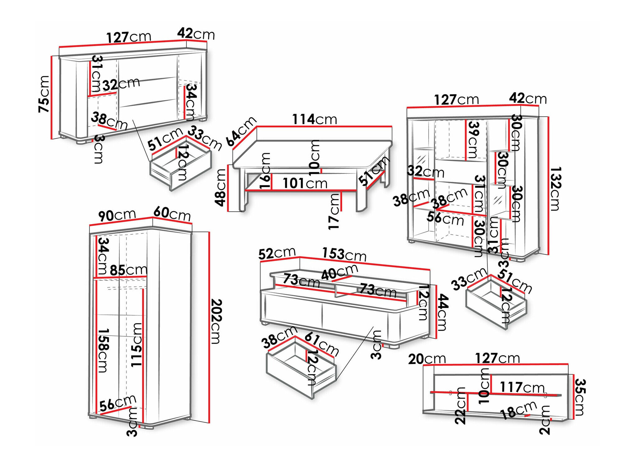 Stuemøbelsæt Melsali 107
