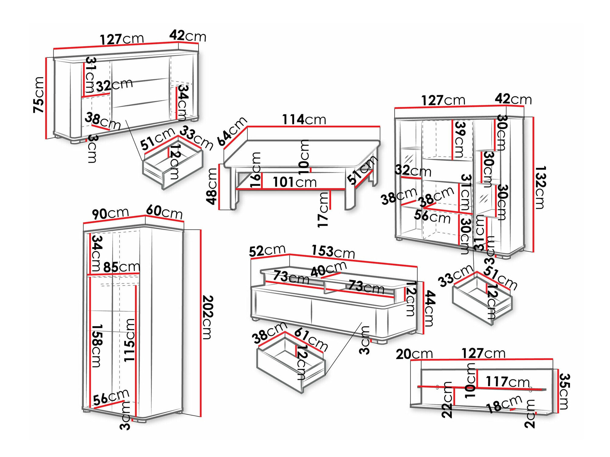Stuemøbelsæt Melsali 107