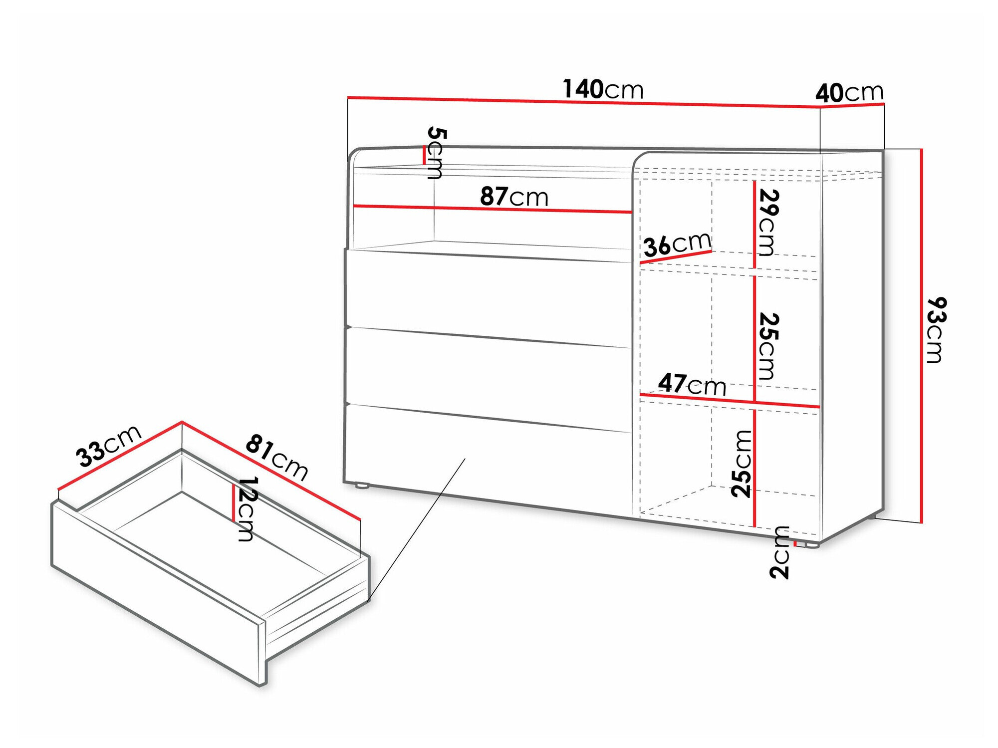 Kommode Domcali 107 (Beige + Egetræ)