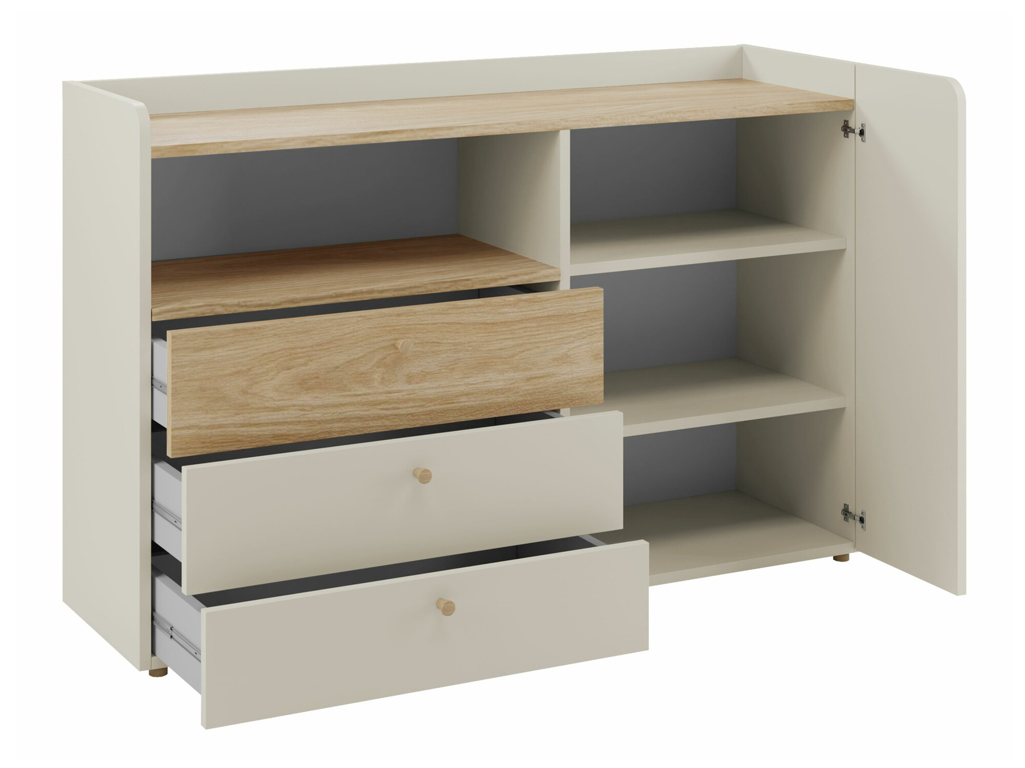 Kommode Domcali 107 (Grå + Egetræ)