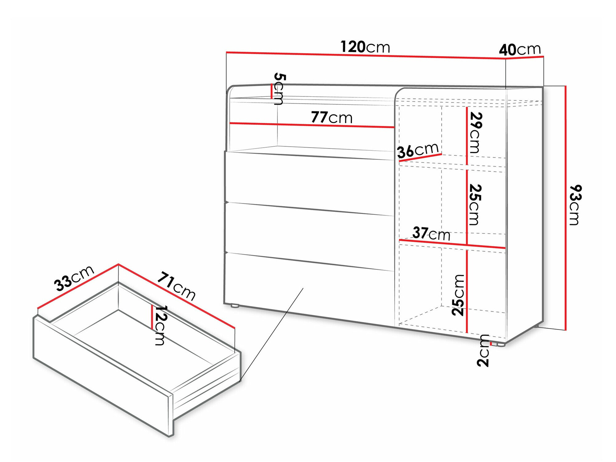 Kommode Domcali 108 (Beige + Egetræ)