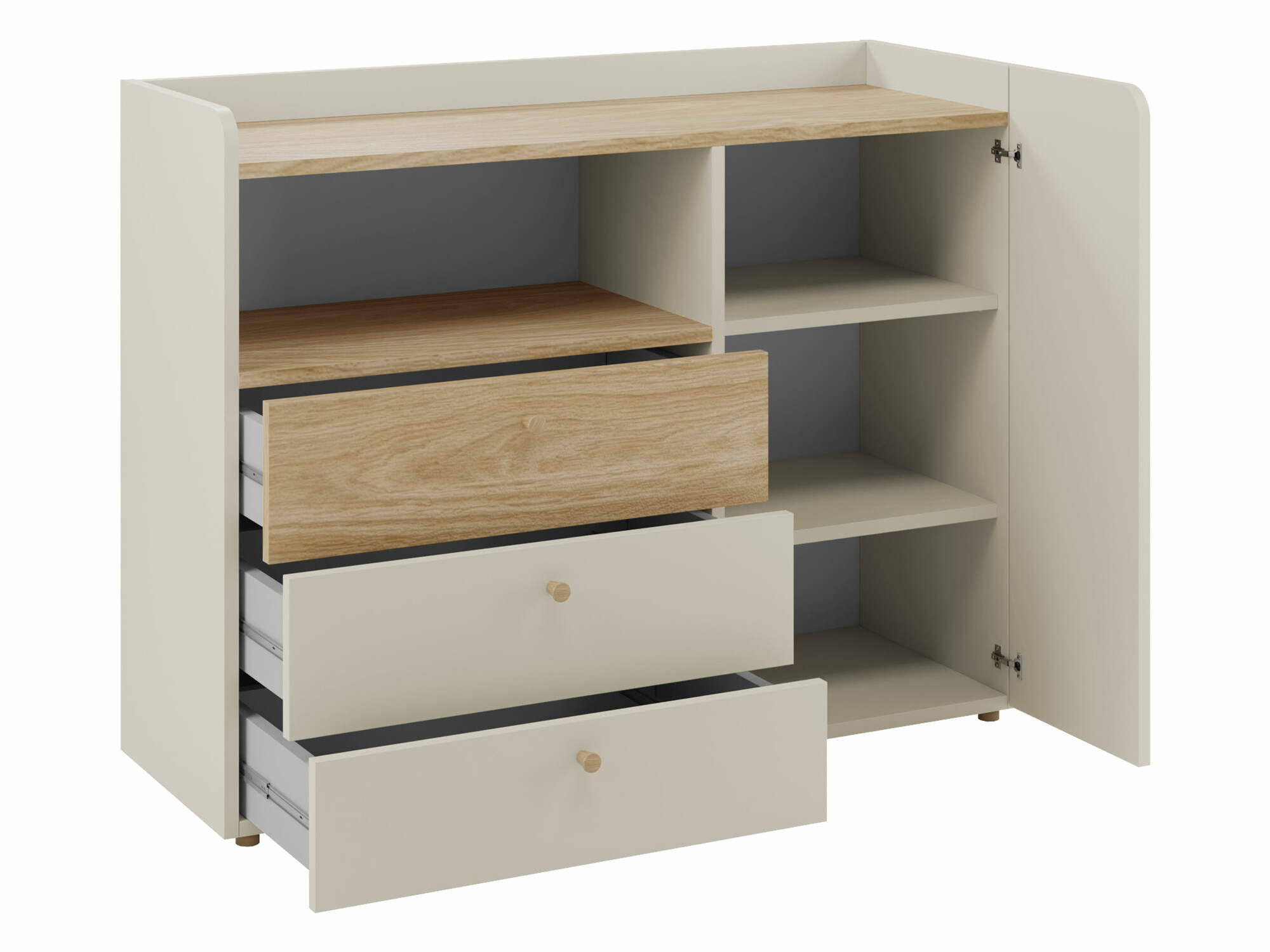 Kommode Domcali 108 (Grå + Egetræ)