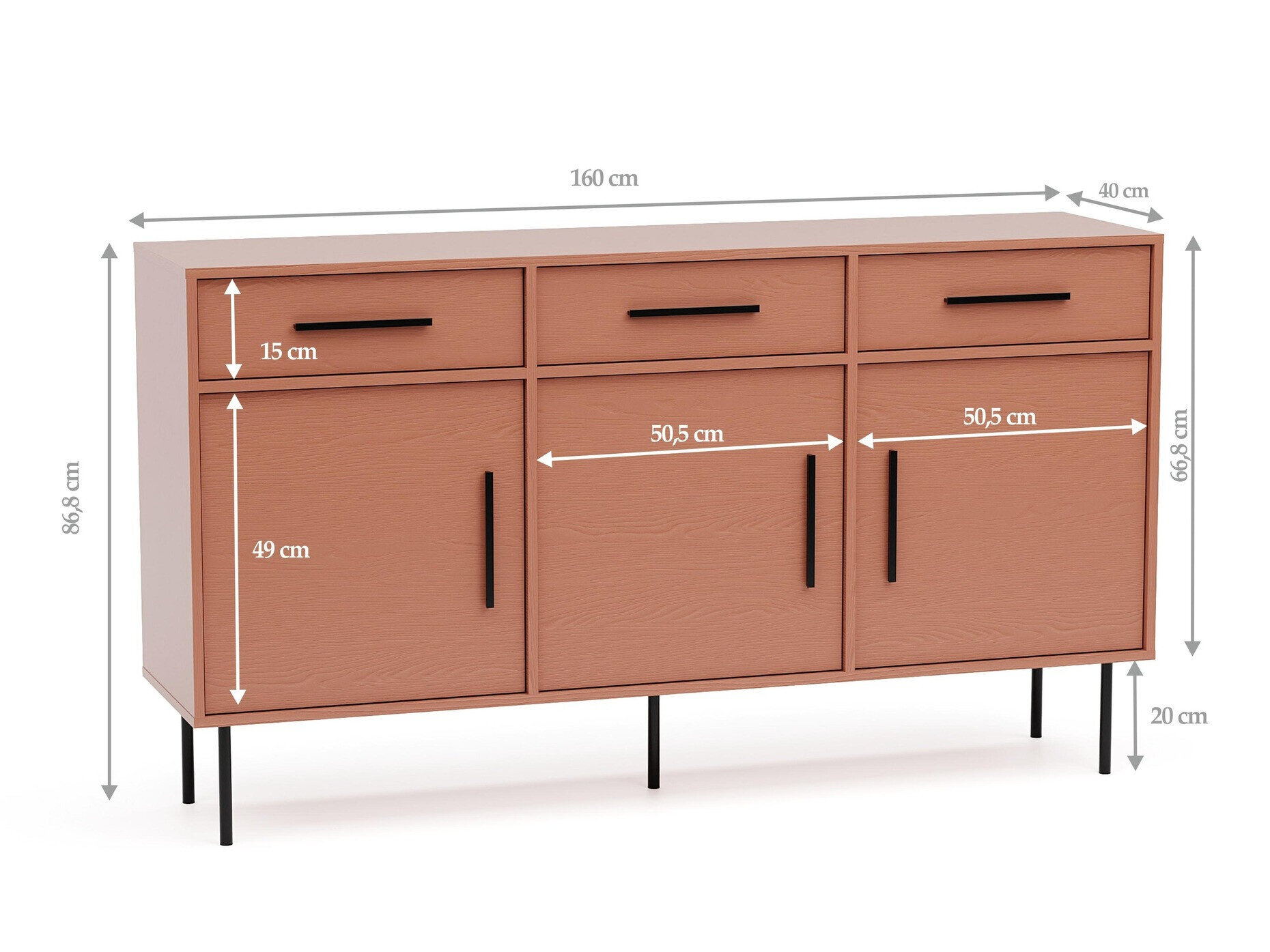 Kommode Mansfield 104 (Lysebrun)