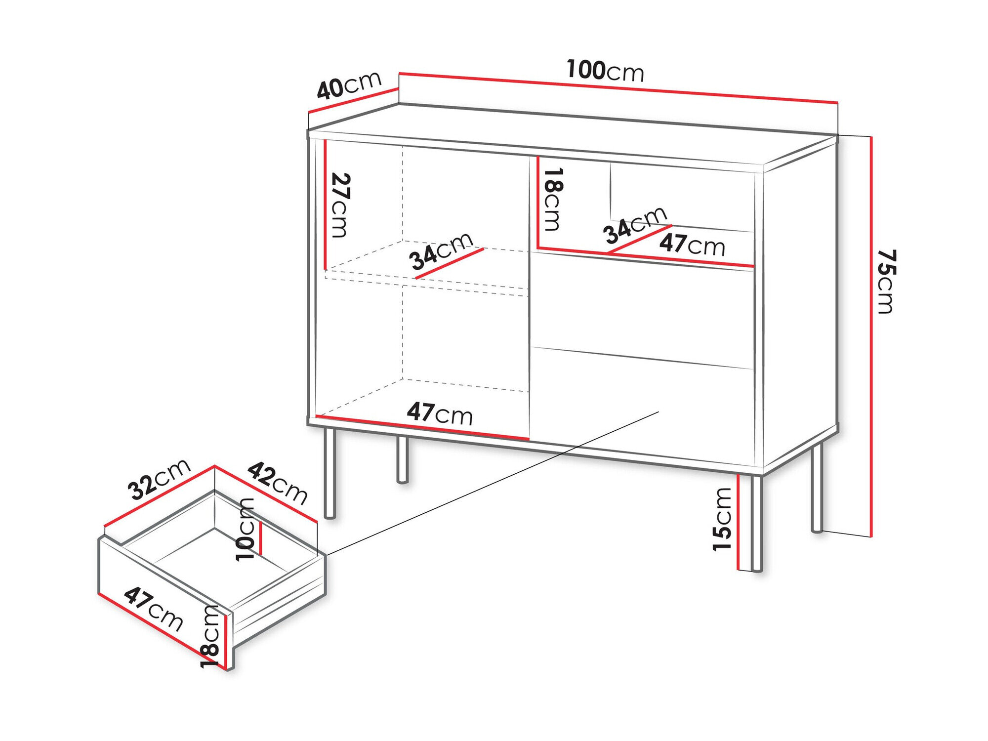 Kommode Tolete 100 (Grøn)