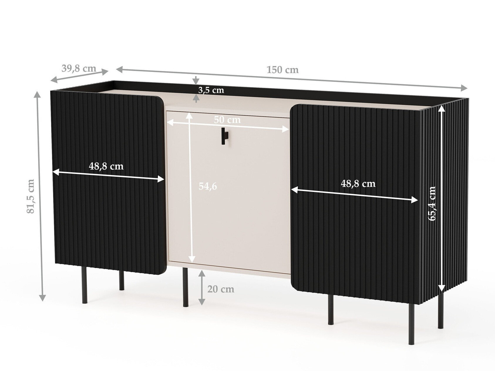 Skænk Mansfield 101 (Sort + Kashmir)