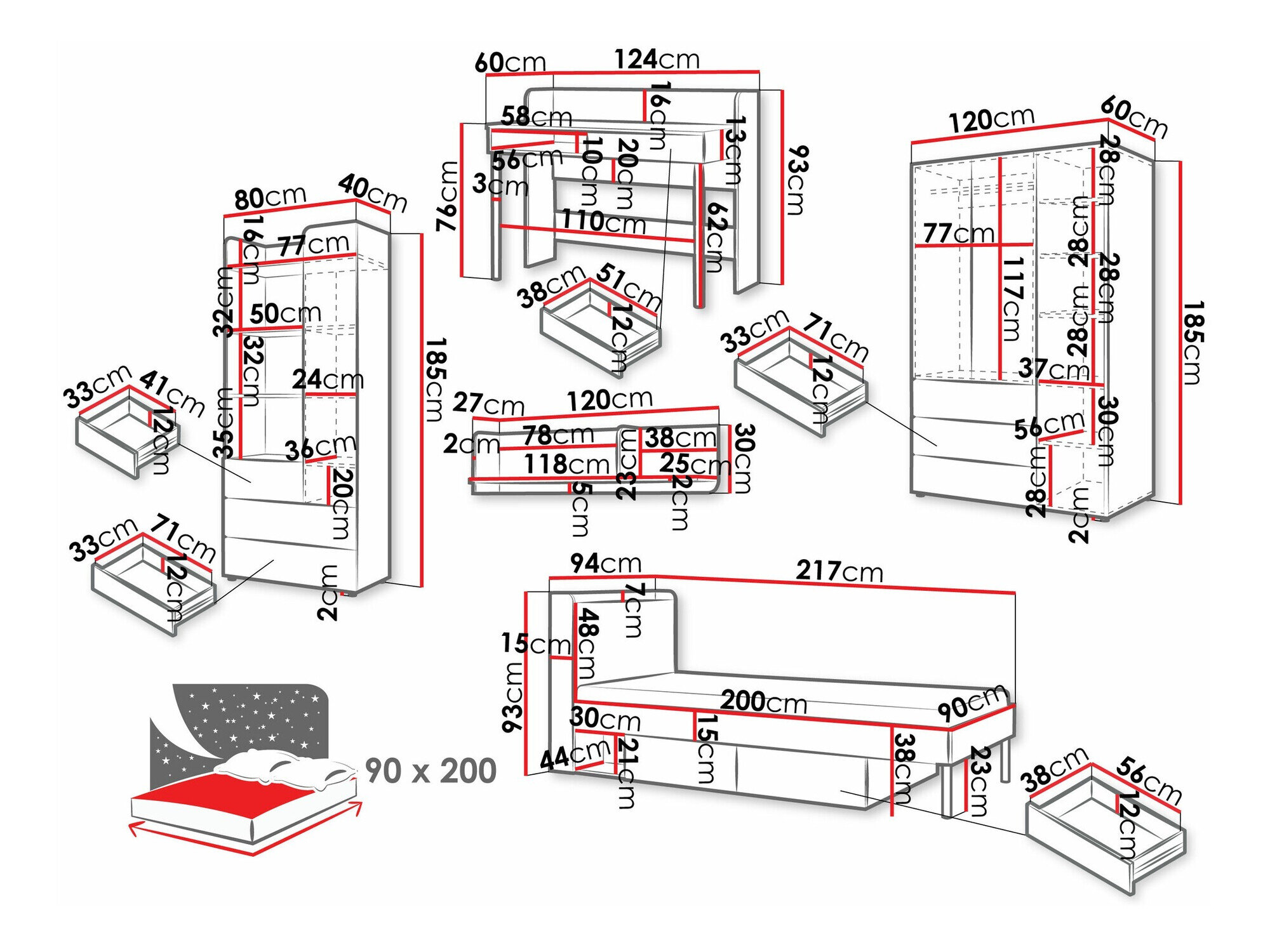 Børneværelsessæt Domcali 116 (Beige + Egetræ)