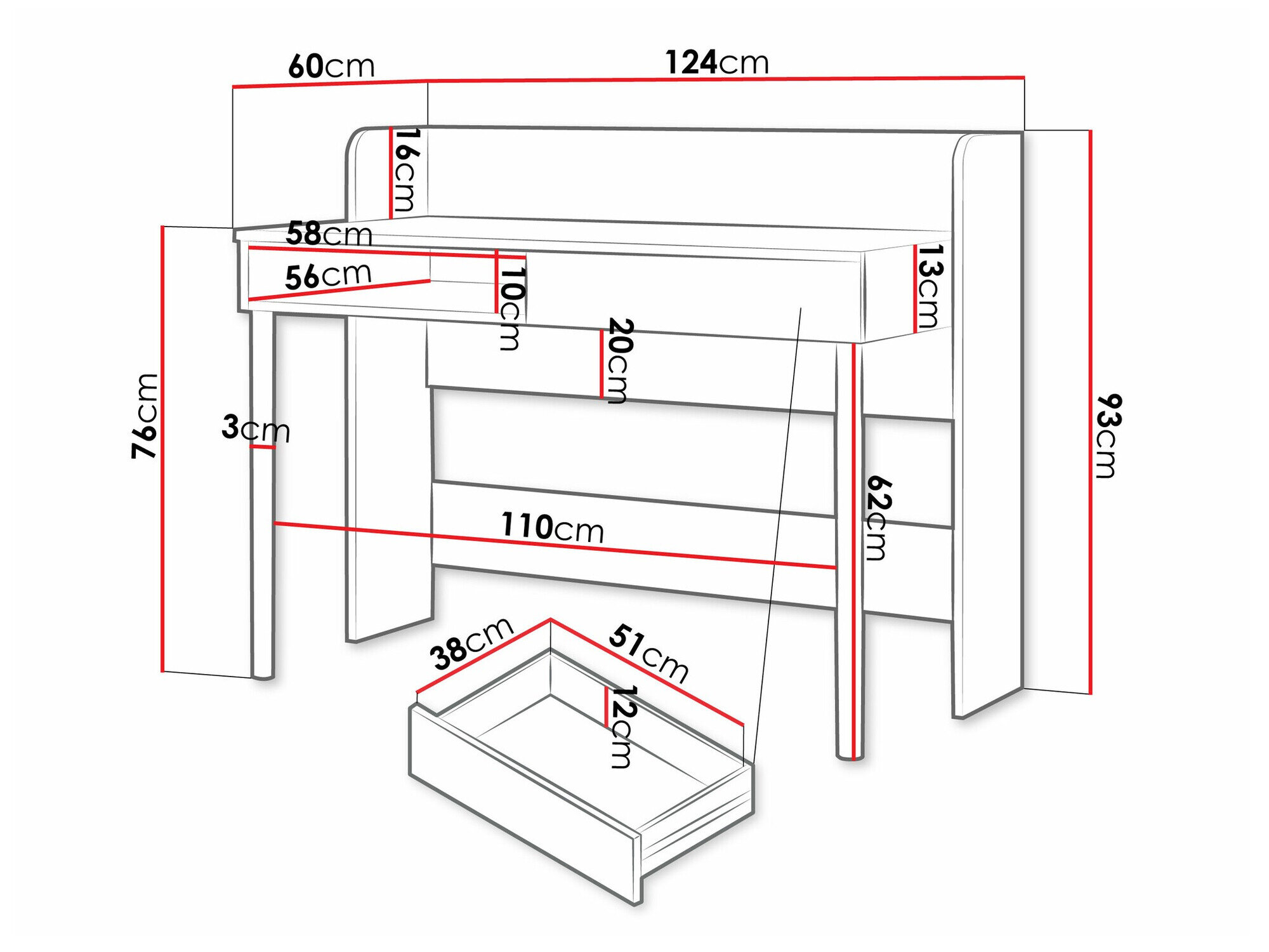 Skrivebord Domcali 110