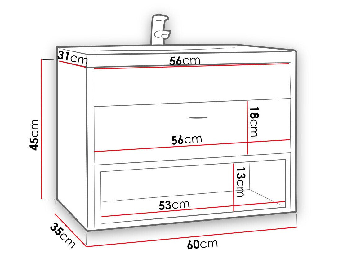 Vægbadeværelsesskab til håndvask Baltesi 118 (Artisan eg + Sort)