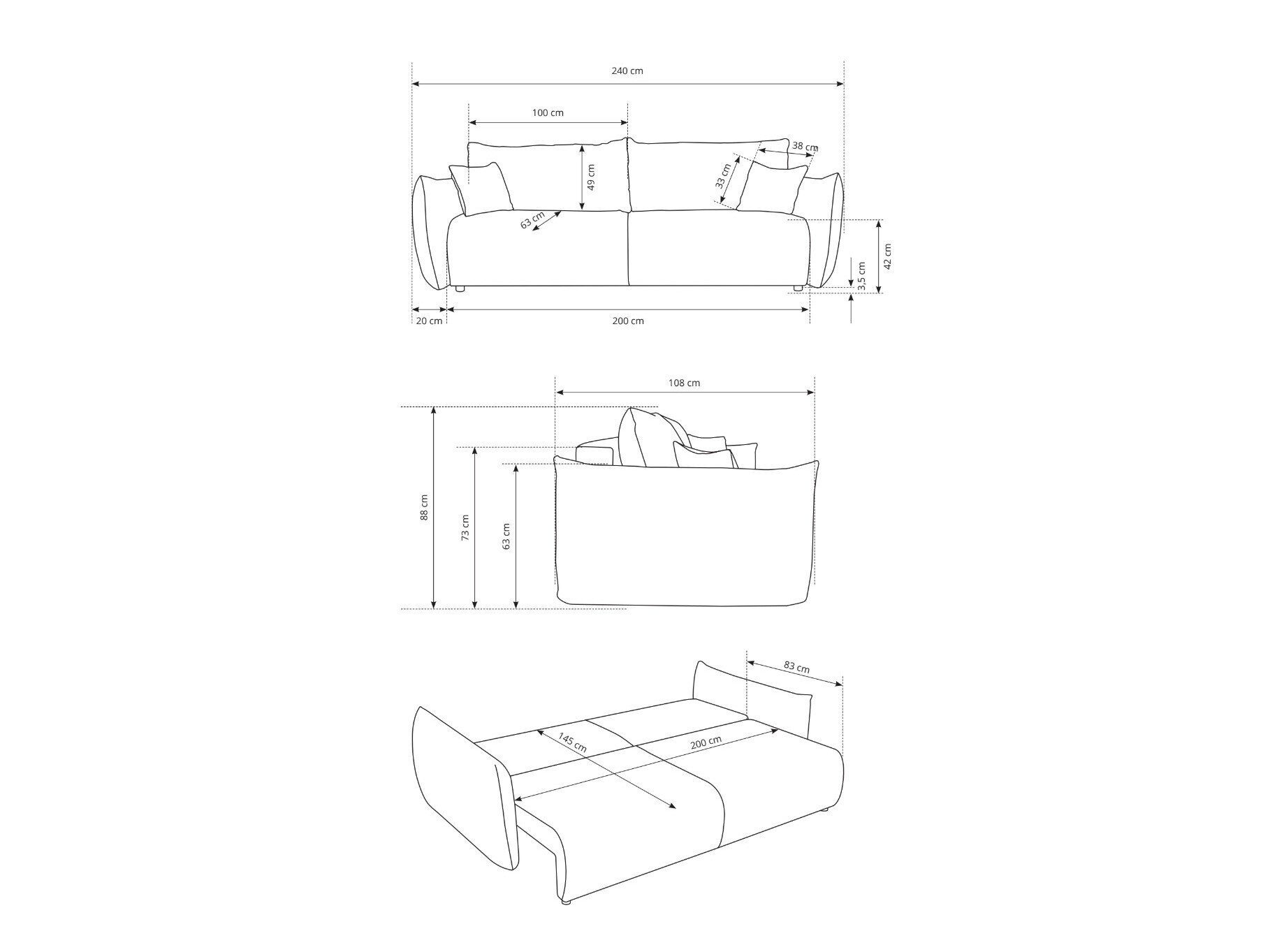 Sovesofa Kingston 150 (Melody 5)