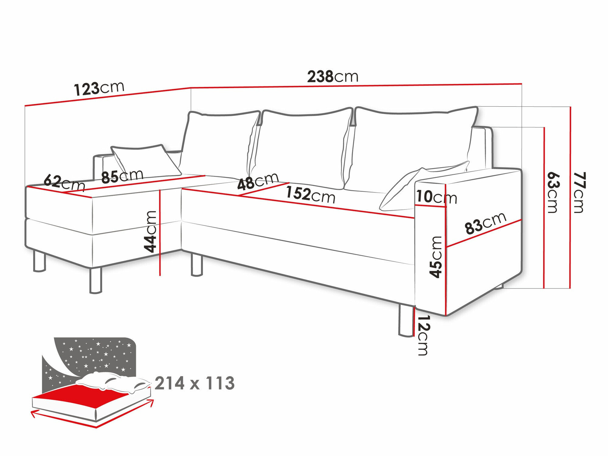 Hjørnesofa Delaware 100 (Alova 04 + Alova 10)