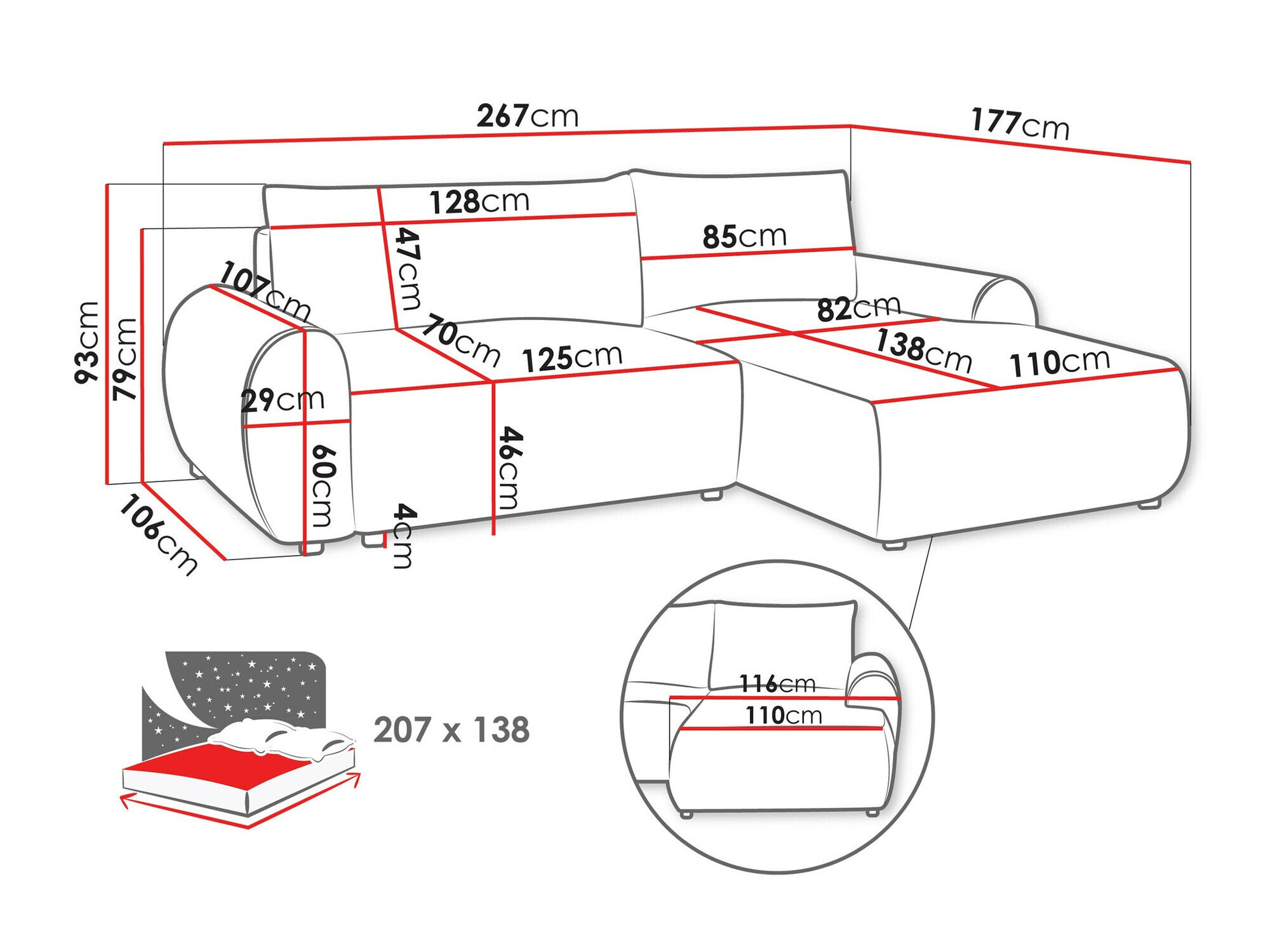 Hjørnesofa TrendyNest 103 (Tilia 86)